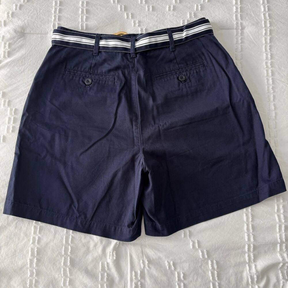Ralph Lauren Navy Shorts Women’s Striped Belt w/ Gold NEW Without Tags Size 4 - Picture 5 of 9